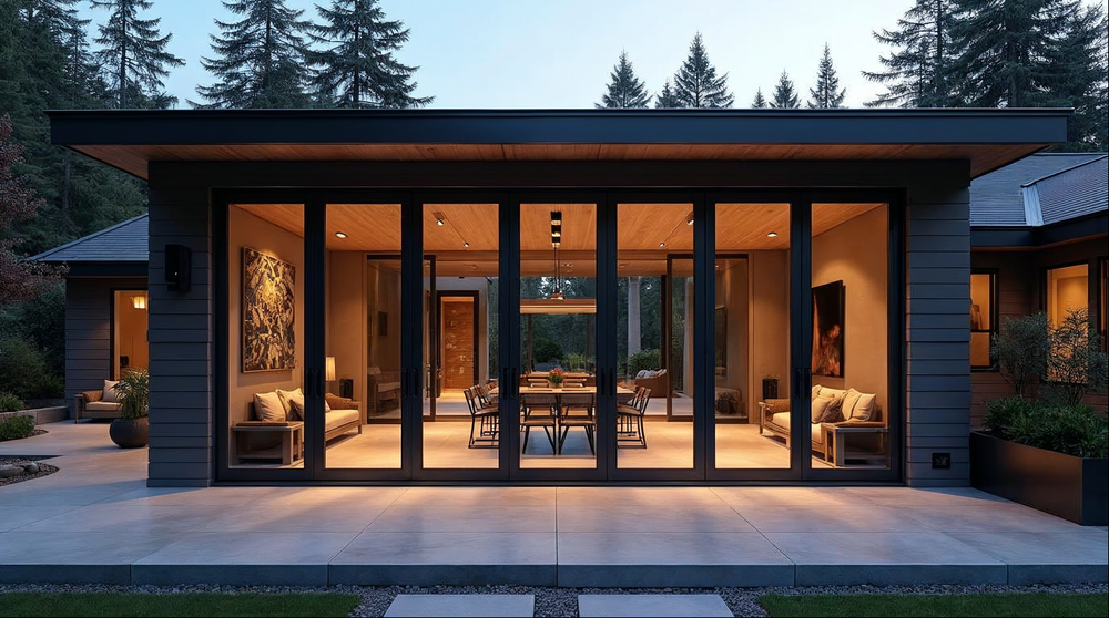Custom aluminum bi-fold door on a modern estate — understanding custom door lead times
