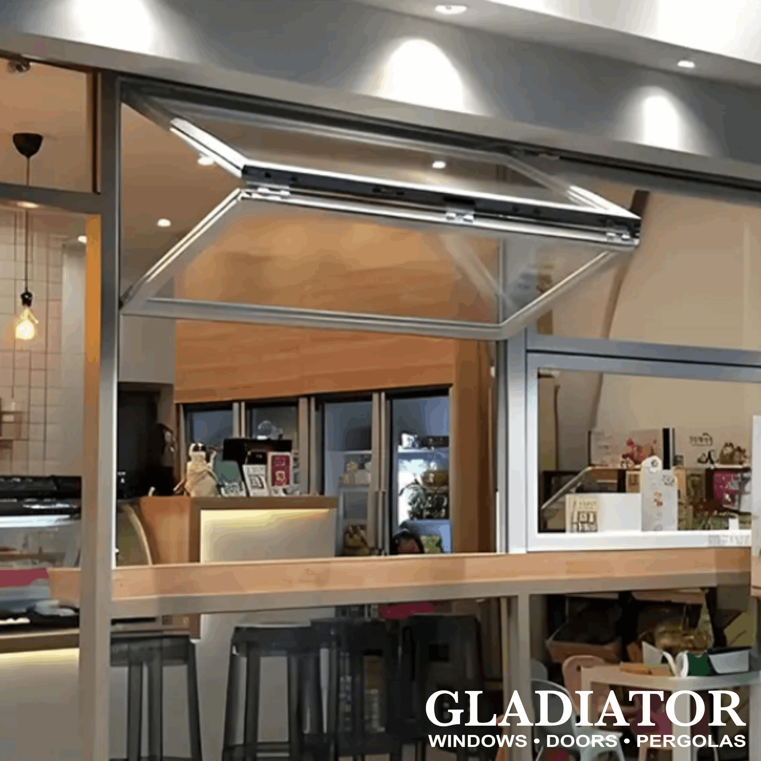 96" Wide Folding Up Pass Through Window - Multiple Heights - Gladiator Window & Doors