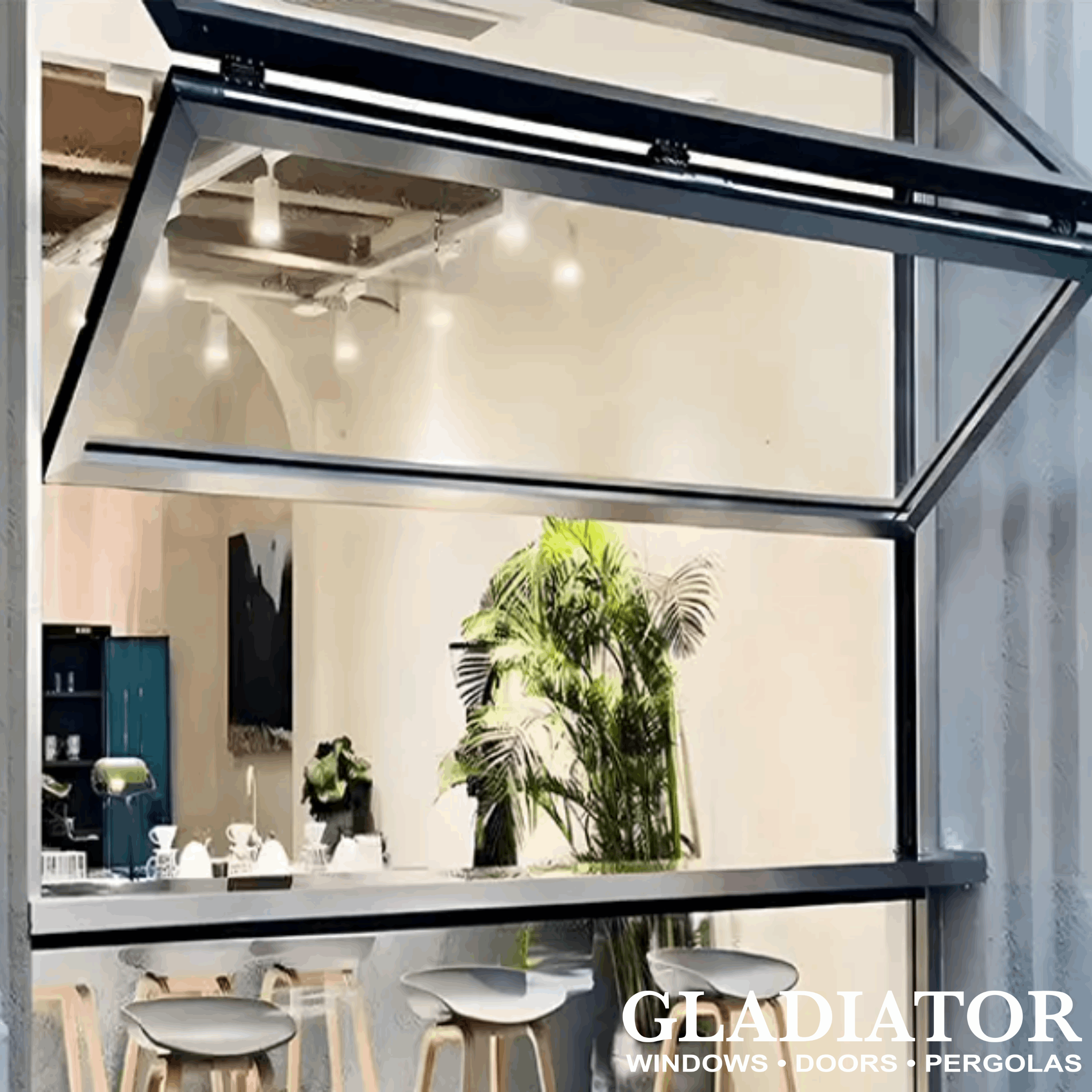 96" Wide Folding Up Pass Through Window - Multiple Heights - Gladiator Window & Doors