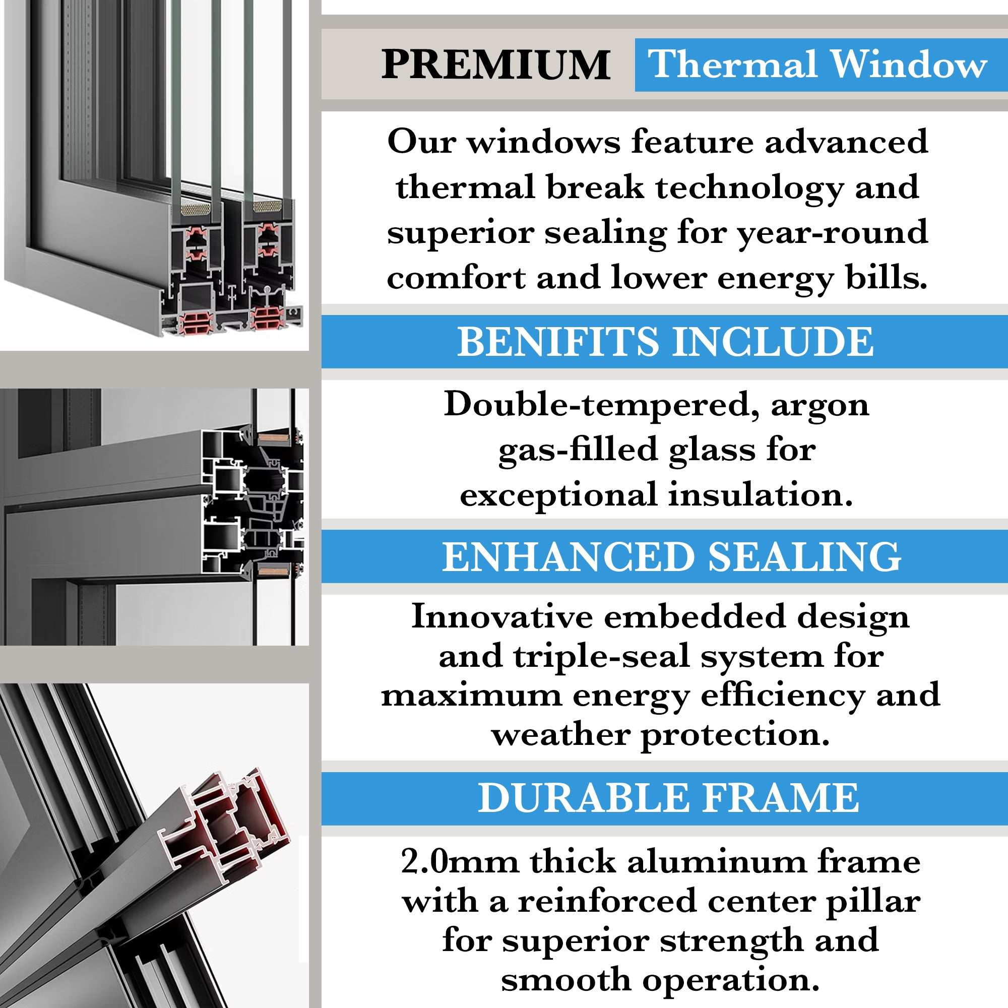 48" Wide Bi-Fold Pass Through Window - Multiple Heights - Gladiator Window & Doors