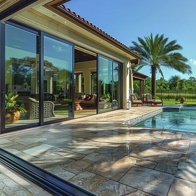 24 Foot Wide Aluminum Sliding 4-Panel Panoramic Patio Door Thermal (Multiple Heights) - Gladiator Window & Doors
