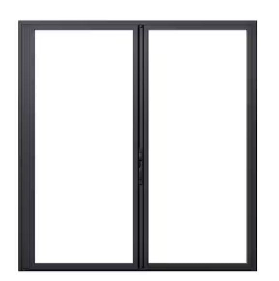 6 foot wide heavy-duty bi-fold panoramic glass door in sleek black frame