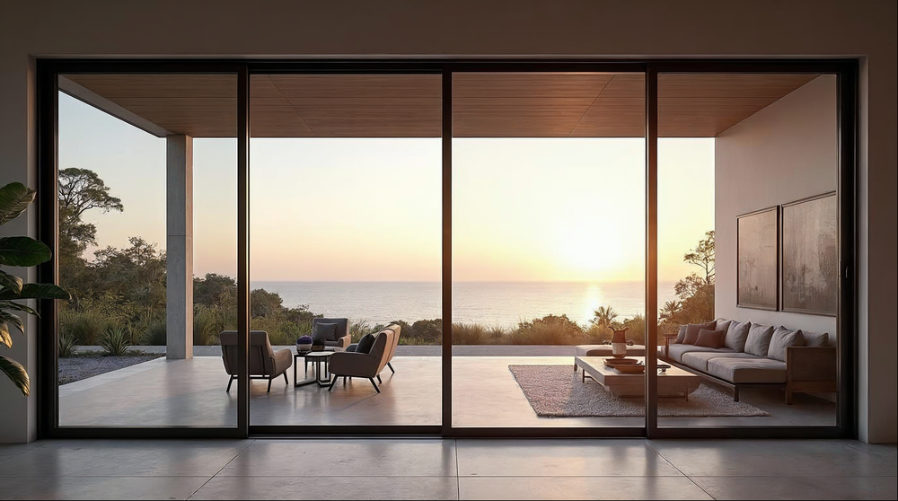Laminated insulated glass sliding door on a Jacksonville Florida coastal home