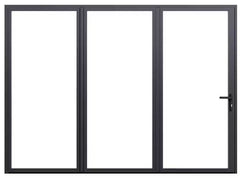 108" Wide BI-Fold Folding Door - Multiple Heights with sleek design and durable black frame.