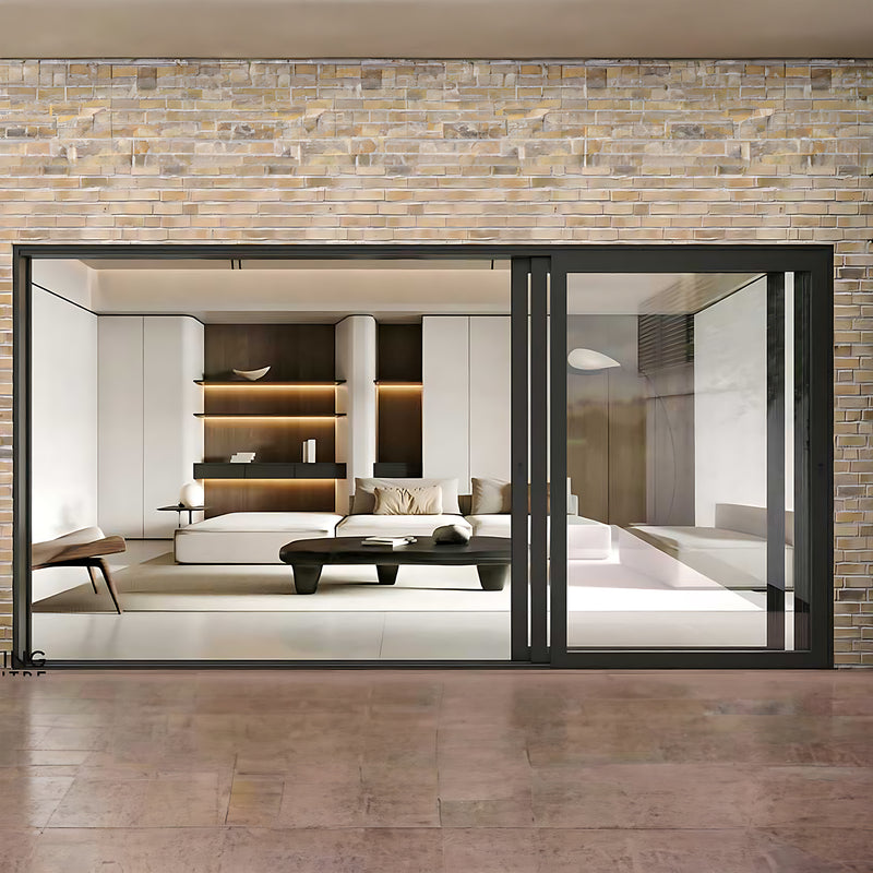 12 Foot Wide Aluminum Panoramic Sliding Door 3-Panel showcasing modern interior with sleek design.