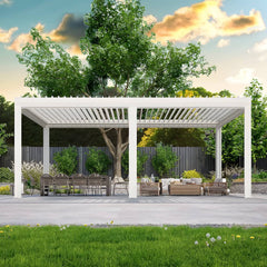 12' x 30' Modern Aluminum Titan Pergola – Gladiator Pergolas with a stylish outdoor living area.