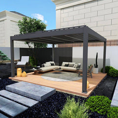 12' x 30' Valor Pergola –  Fully Loaded Electric Screens + Glass Doors + Fan & Heater Included (Multiple Heights)