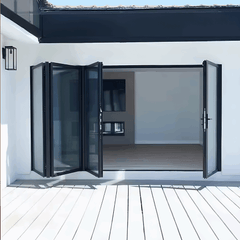 180" Wide BI-Fold Folding Door -Title 24 & NFRC Approved opening to a modern interior, showcasing sleek design and functionality.