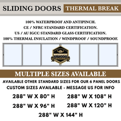 30 Foot Wide Aluminum Sliding 6-Panel Panoramic Patio Door Thermal - Multiple Heights features thermal break and multiple sizes.