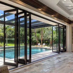 360" Wide BI-Fold Folding Door -Title 24 & NFRC Approved opening to a luxurious pool area.
