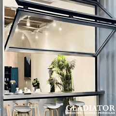 48" Wide Folding Up Pass Through Window - Multiple Heights showcasing modern design and functionality, perfect for diverse applications.