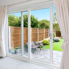5.9 Foot Wide Aluminum Sliding 2-Panel Panoramic Patio Door Thermal with outdoor view and garden