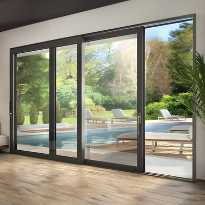 9 Foot Wide Aluminum Sliding 2-Panel Panoramic Patio Door Thermal showcasing a modern outdoor view with sleek design.