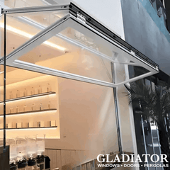 96" Wide Folding Up Pass Through Window - Multiple Heights showcasing modern design and functionality in a stylish interior.