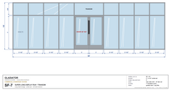 384" Wide Storefront System – Single Entry Door with Sidelites & Transom