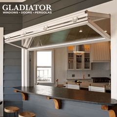 96" Wide Folding Up Pass Through Window - Multiple Heights - Gladiator Window & Doors