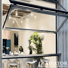 96" Wide Folding Up Pass Through Window - Multiple Heights - Gladiator Window & Doors
