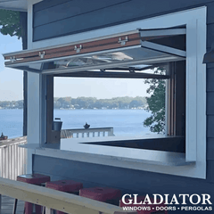 96" Wide Folding Up Pass Through Window - Multiple Heights - Gladiator Window & Doors