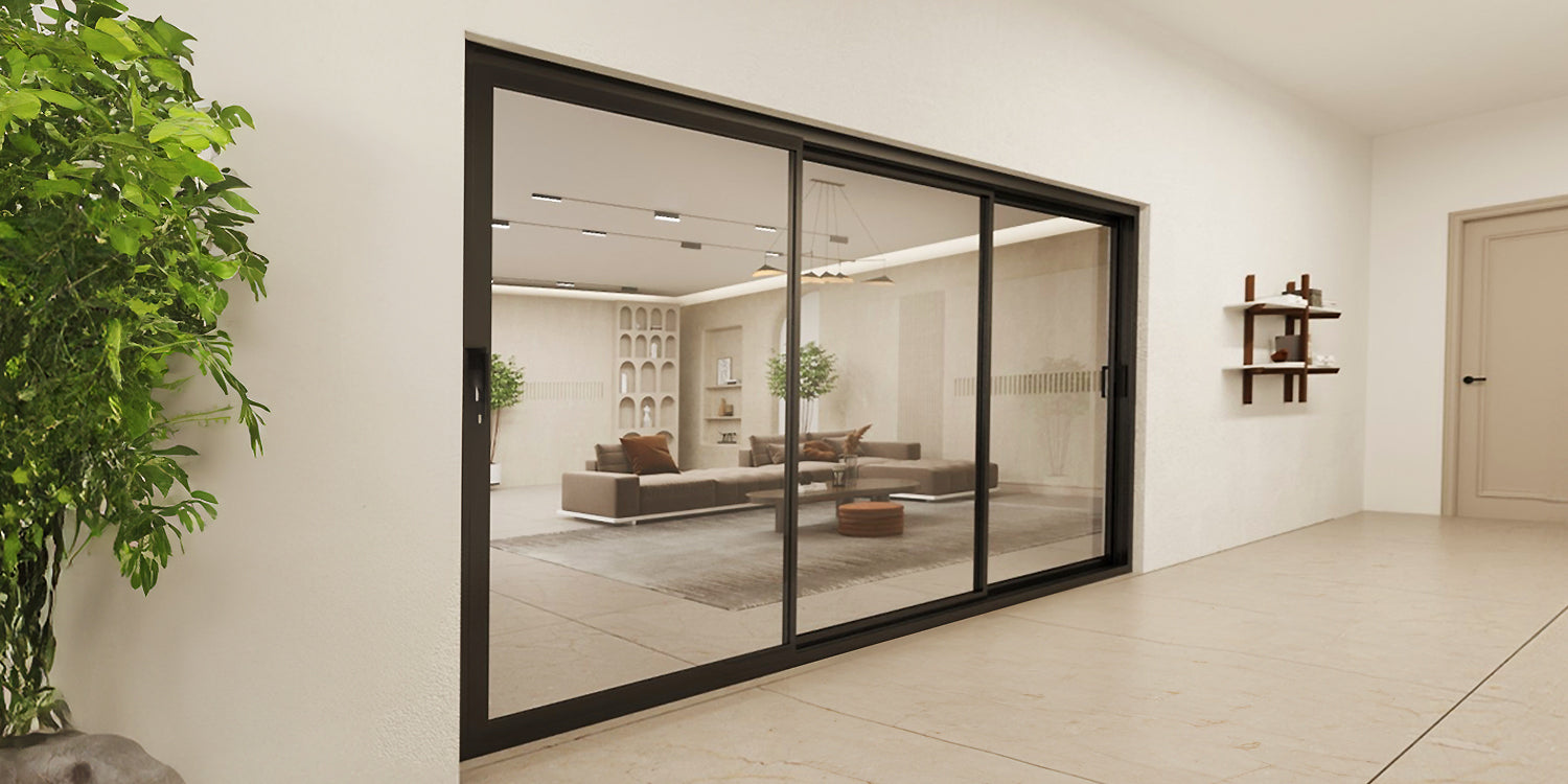12 Foot Wide Aluminum Sliding 3-Panel Panoramic Patio Door Thermal  - (Multiple Heights) - Gladiator Window & Doors