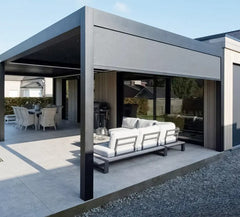 Valor Signature Pergola – All-Season Luxury with Electric Screens, Glass Doors, Retractable Awnings, Fan & Heater - Gladiator Window & Doors