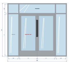 120" Wide Storefront System – Double Entry Doors with Sidelites & Transom