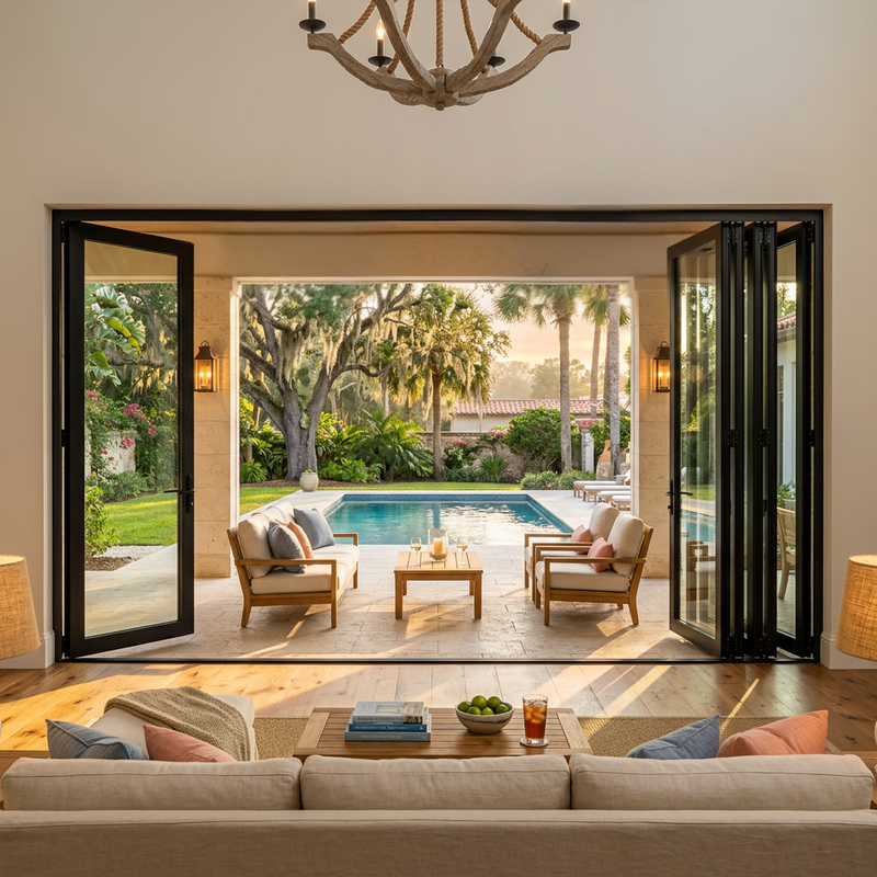 144 inch 4 panel bi-fold folding door lifestyle