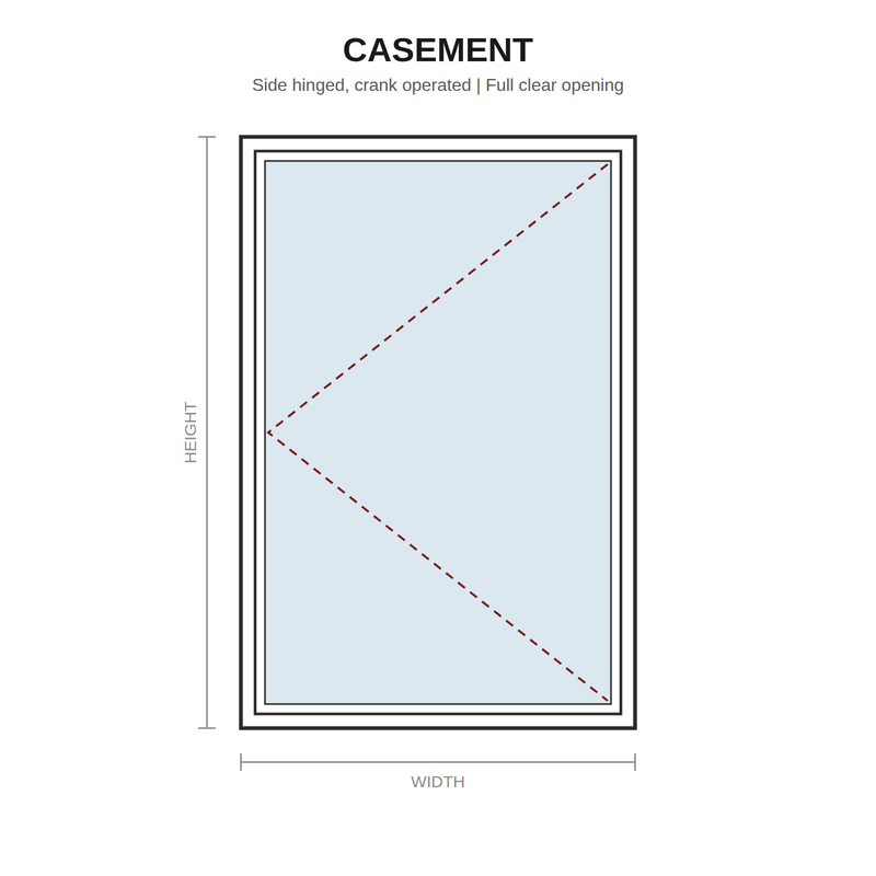 Gladiator casement aluminum window elevation drawing