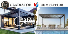 Apex Modern Aluminum Pergola | by Gladiator Pergolas – Custom Outdoor Shade Structure comparison with a competitor.