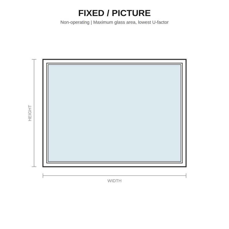 Gladiator fixed picture aluminum window elevation drawing