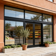 192" Wide Storefront System – Single Entry Door with Sidelites & Transom