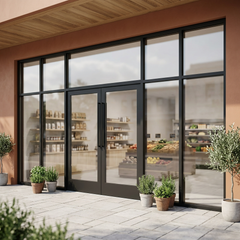192" Wide Storefront System – Single Entry Door with Sidelites & Transom