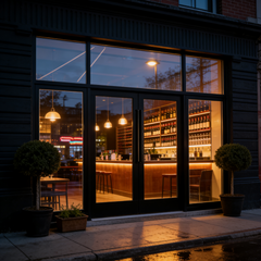 120" Wide Storefront System – Double Entry Doors with Sidelites & Transom