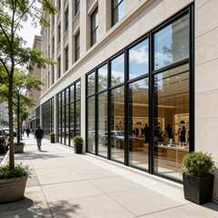 384" Wide Storefront System – Single Entry Door with Sidelites & Transom