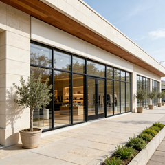 384" Wide Storefront System – Single Entry Door with Sidelites & Transom