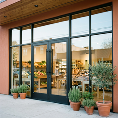 192" Wide Storefront System – Single Entry Door with Sidelites & Transom