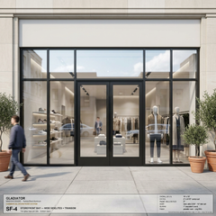 192" Wide Storefront System – Single Entry Door with Sidelites & Transom