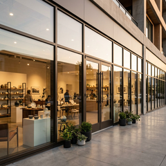 384" Wide Storefront System – Single Entry Door with Sidelites & Transom