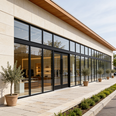 384" Wide Storefront System – Single Entry Door with Sidelites & Transom
