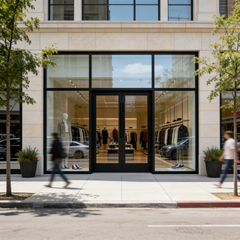 120" Wide Storefront System – Double Entry Doors with Sidelites & Transom