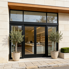120" Wide Storefront System – Double Entry Doors with Sidelites & Transom