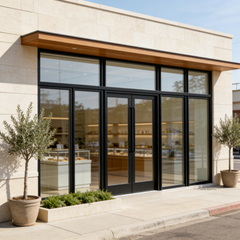 192" Wide Storefront System – Single Entry Door with Sidelites & Transom