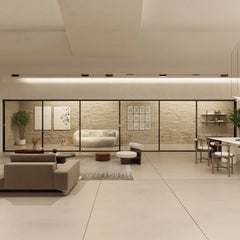 30 Foot Wide Aluminum Sliding 6-Panel Panoramic Patio Door Thermal - Multiple Heights installed in modern living space.